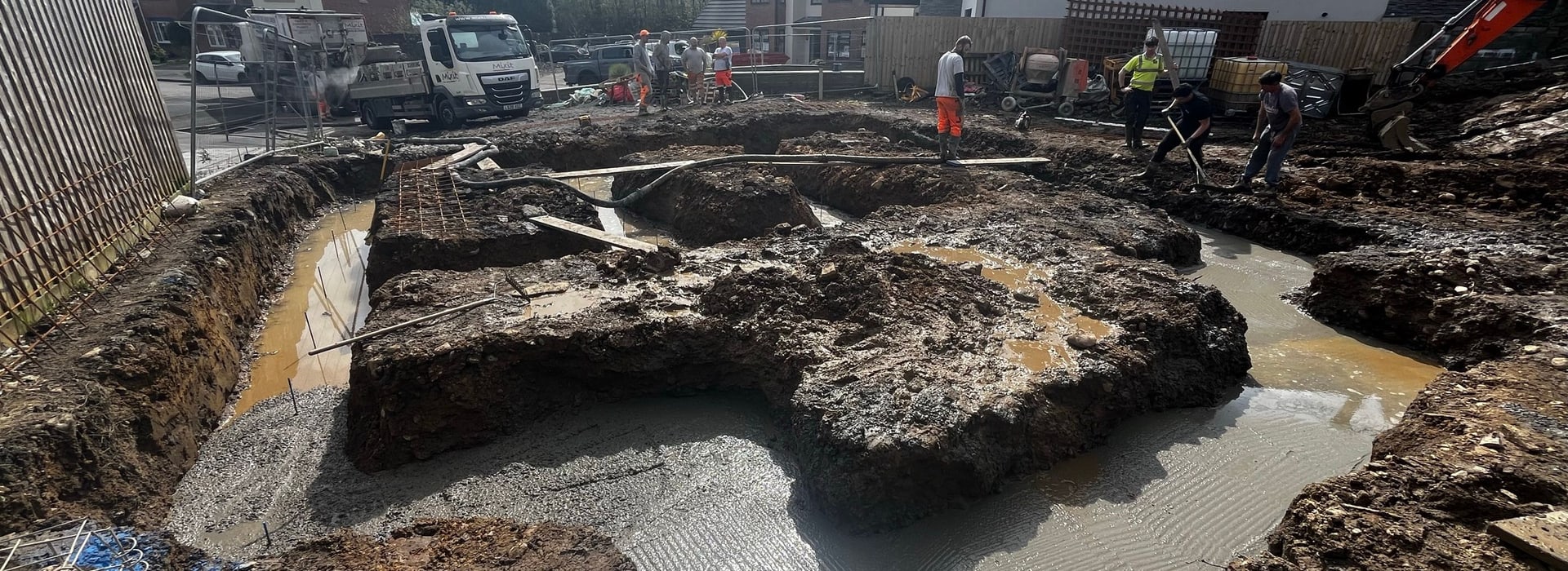 Excavation for new homes on a hillside site
